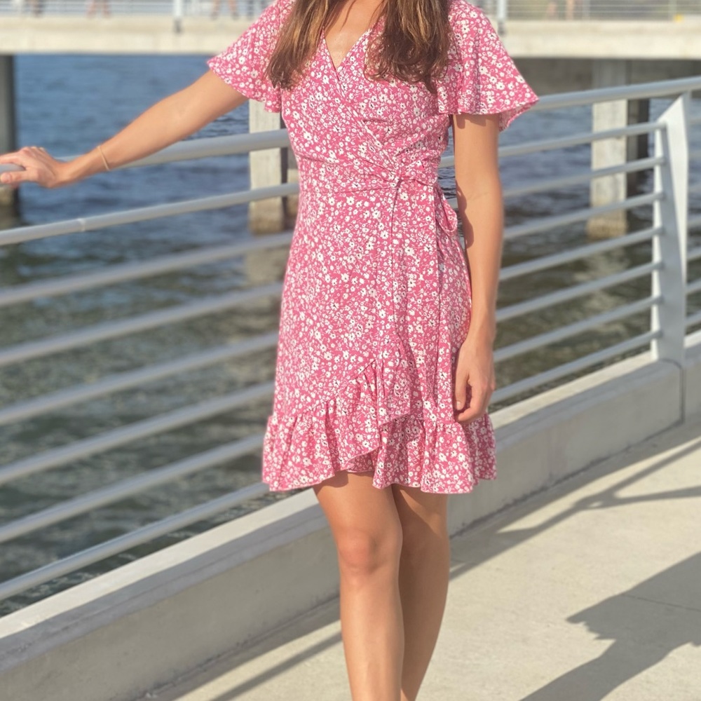 Naggoo wrap dress. Pink. Size small.